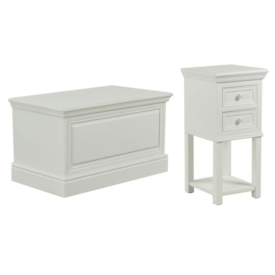 Set mobile comodino + baule legno bianco