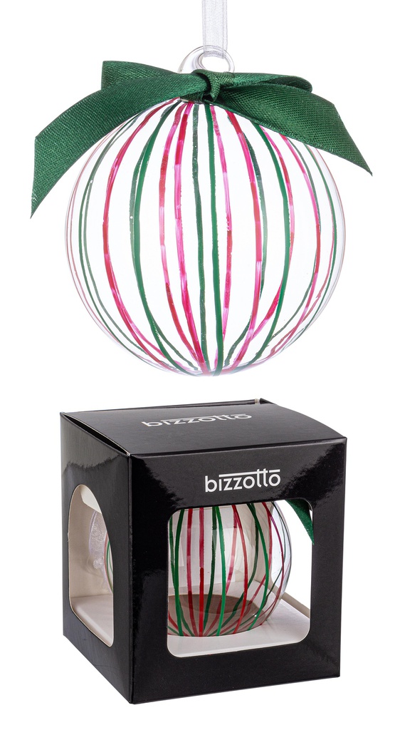 Sfera Vetro Stripe Trasp Colori C - Box D80mm