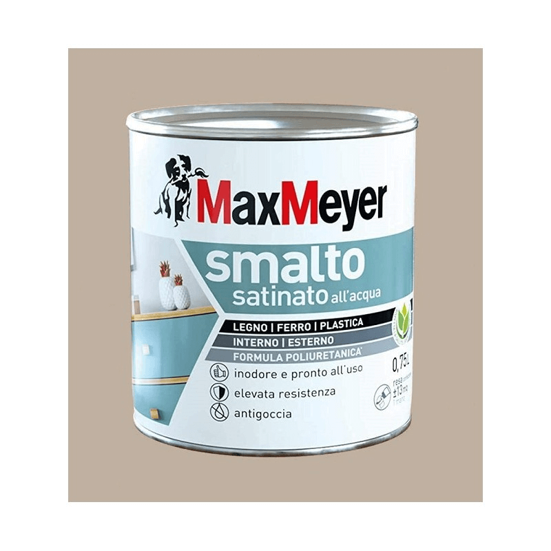 Smalto Satinato A Acqua Colore Tortora 0,75Lt