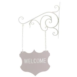 Targhetta metallo welcome bianco cm39x68x2