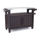 Tavolino In Resina  per  barbecue 2 ante colore grafite 123,7x54xh.90h cm