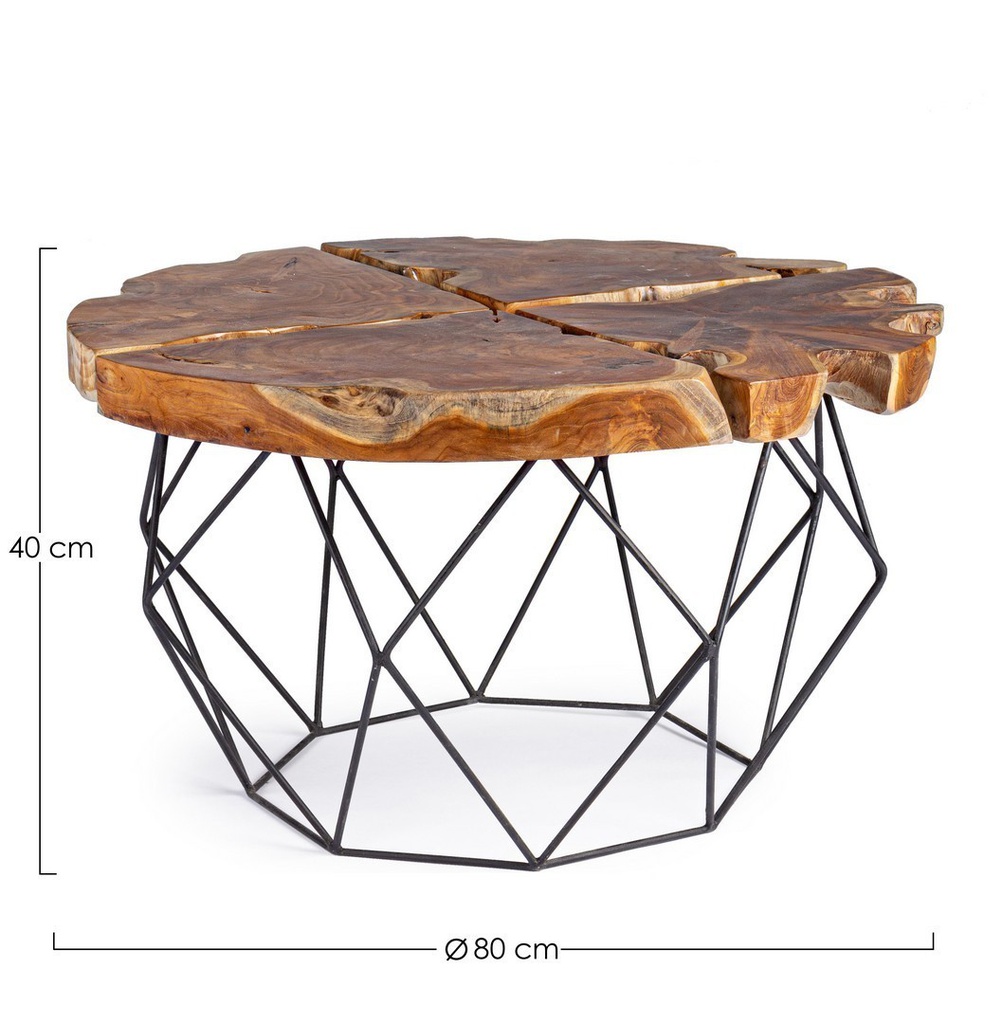 Tavolino vintage metallo e legno Adanya