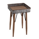 Tavolino vintage vassoio in metallo quadrato 41x41xh.68.5 cm