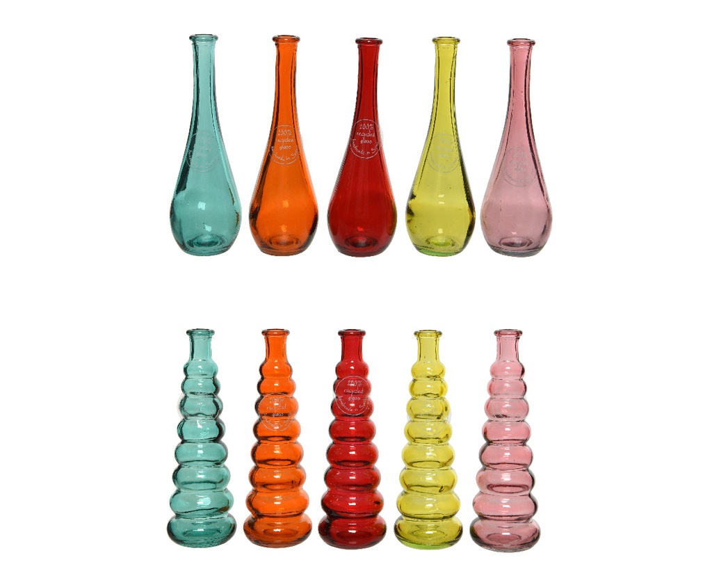 Vaso in vetro riciclato 10 colori assortiti