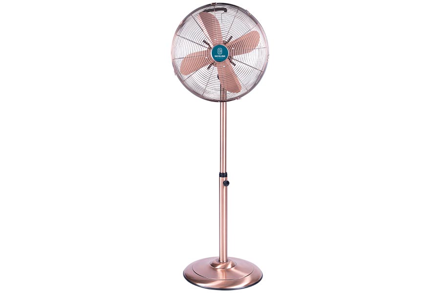 Ventilatore Piantana Vintage Rame 133 Cm Coveri 5 Pale In Alluminio  