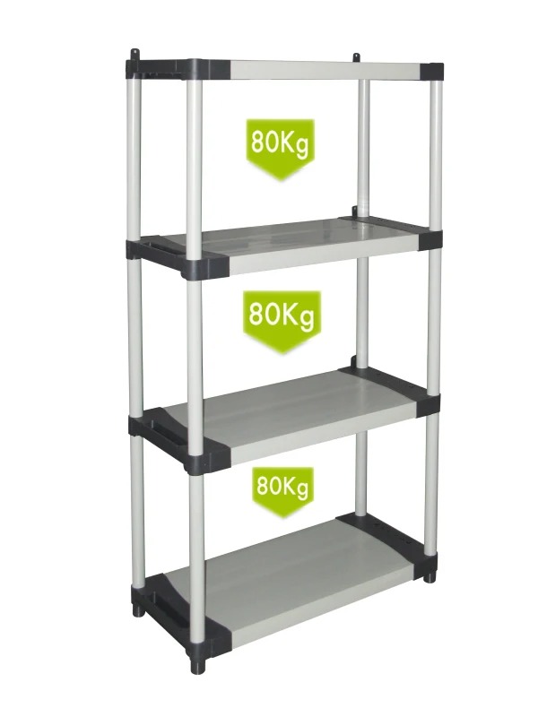 Scaffale in resina PVC 4 ripiani portata 80 Kg, 80x40x168 cm