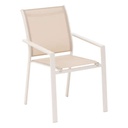 Sedia con Braccioli Impilabili in Alluminio Lino Argilla -  L. 56 x P. 63 x H. 88 cm