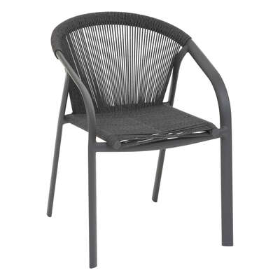 Sedia impilabile Riu alluminio e poliestere antracite grafite - L. 566 x P. 615 x H. 80 cm