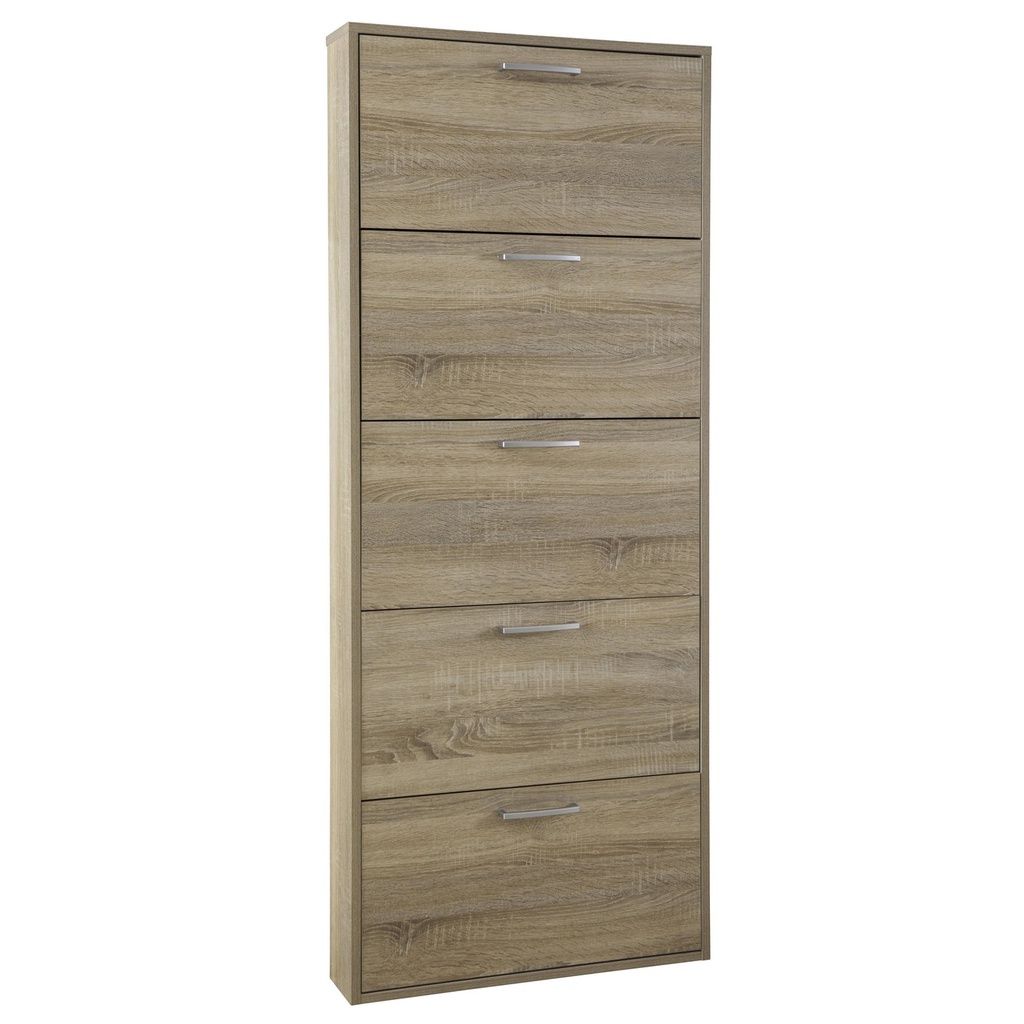Scarpiera Slim Alta con 5 Ribalte - Fino a 15 Paia di Scarpe - Design Moderno - Dimensioni: 163.60x65.10x15.00 cm