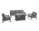 Set 4 Pz Salotto con Cuscino Hendrix Antracite in Alluminio, Acciaio, Vetro e Poliestere