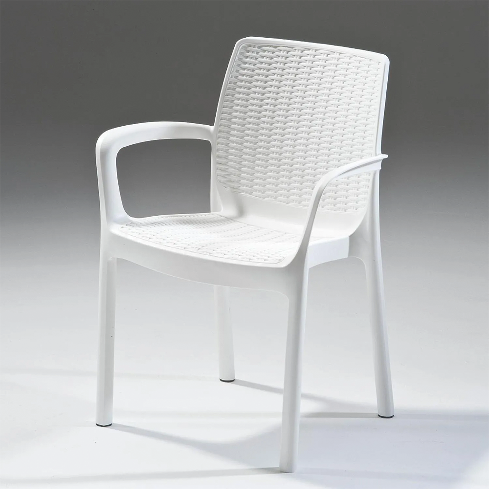 Poltrona balii Resina Antiurto Effetto Polirattan Bianco 58x55x83 cm