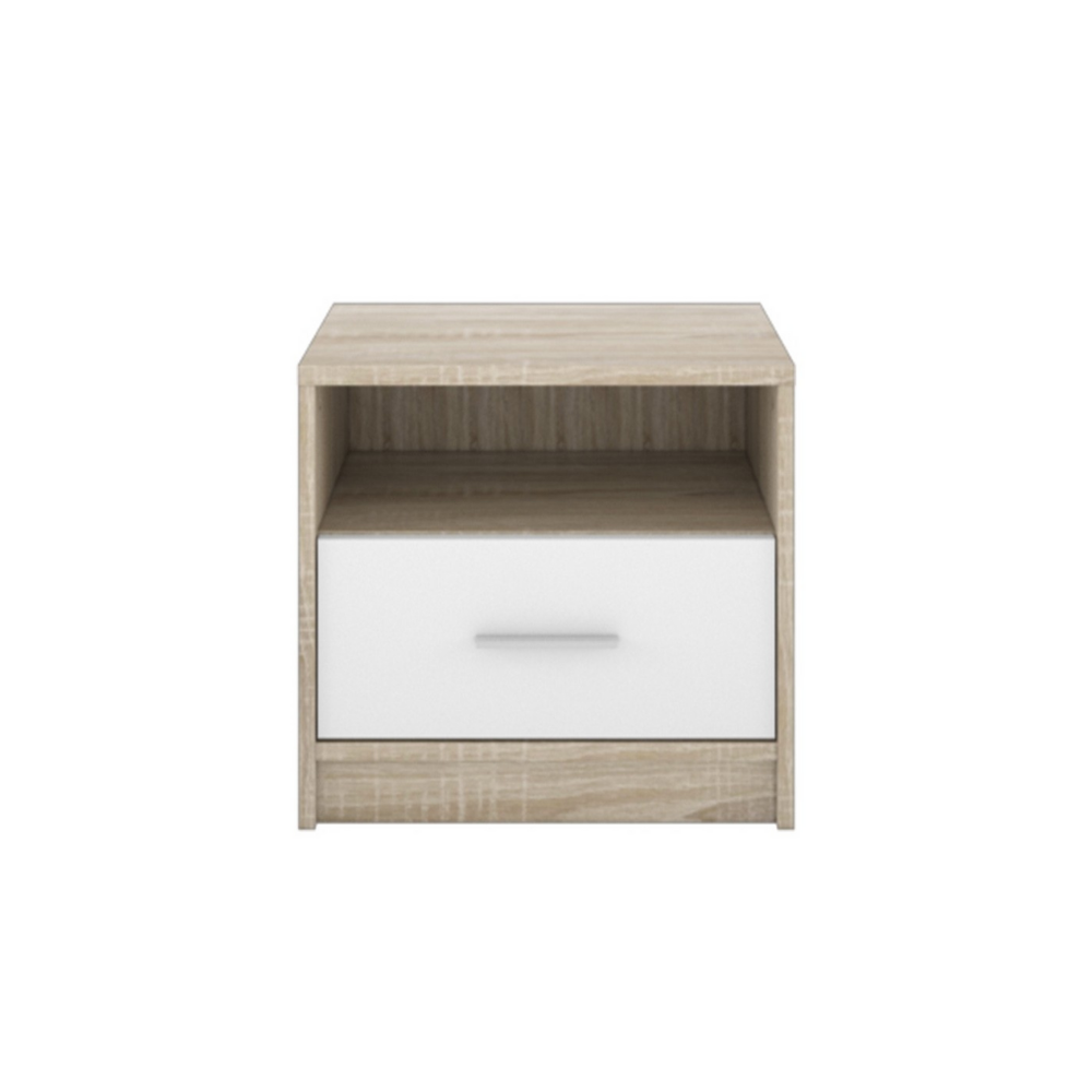 Comodino Nepo 1 cassetto 49,5 cm. rovere sonoma bianco H42xL49.5xP33.5