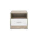 Comodino Nepo 1 cassetto 49,5 cm. rovere sonoma bianco H42xL49.5xP33.5