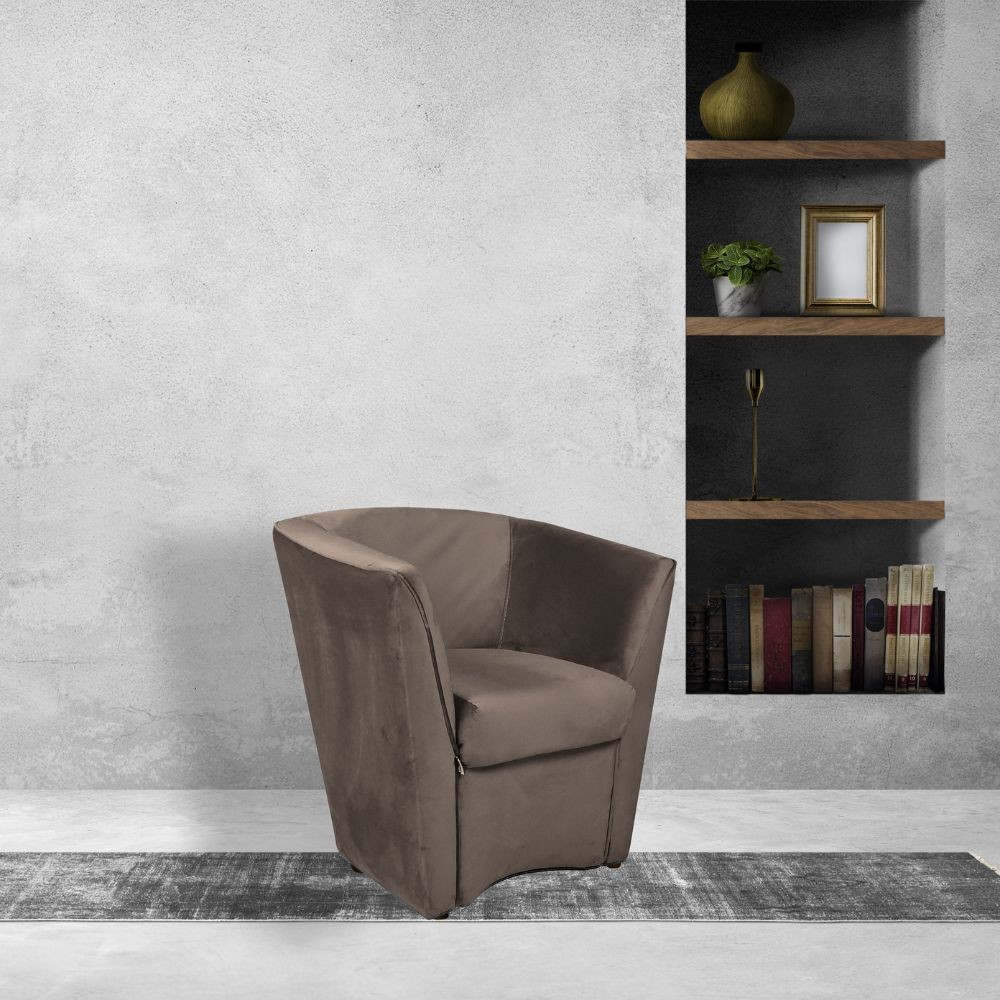 Poltrona Tago in tessuto tortora Riviera 4 H76xL75xP66