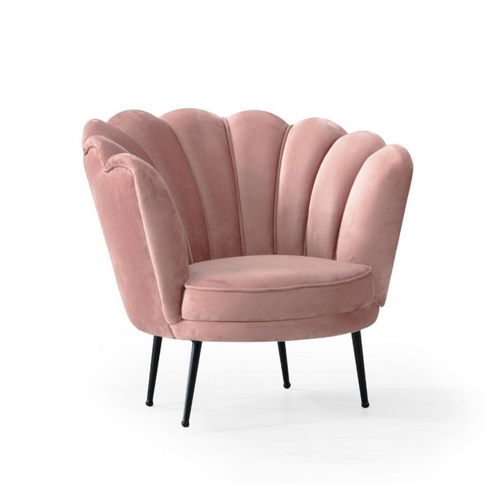 Poltrona Orel in velluto rosa Sinfonia 6 con piedini neri H77xL80xP75