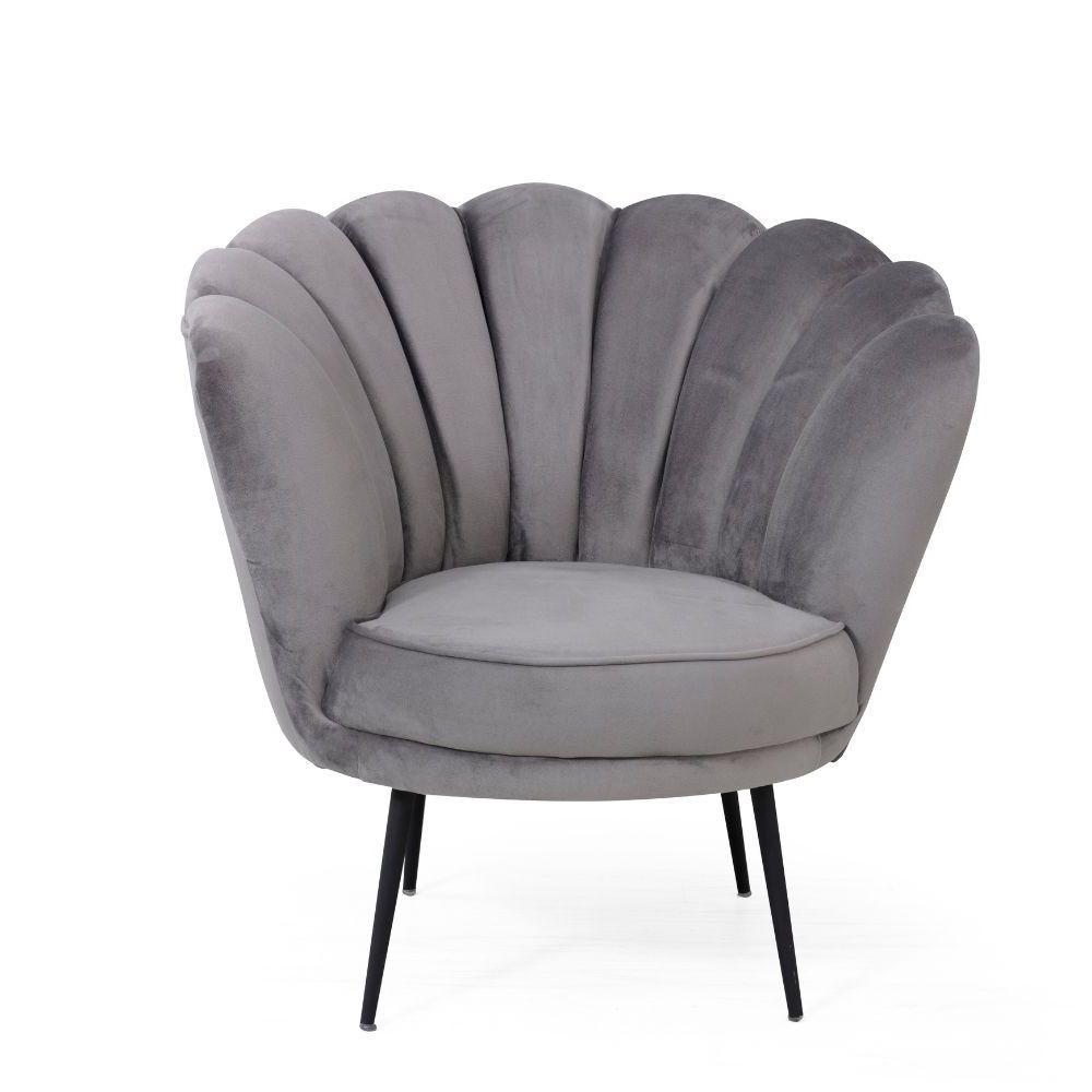 Poltrona Orel in velluto grigio Riviera 20 con piedini neri H77xL80xP75