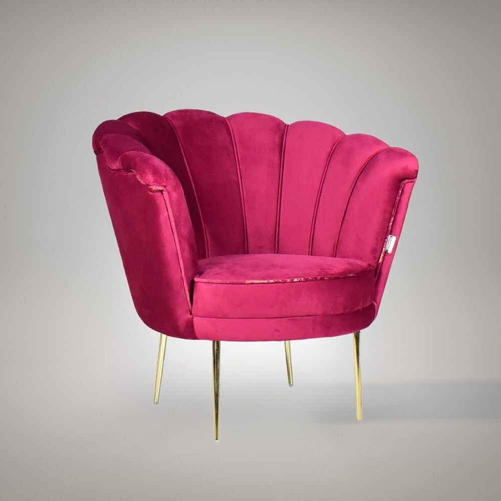 Poltrona Orel in velluto magenta Babyface 17 piedini oro H76xL70xP70