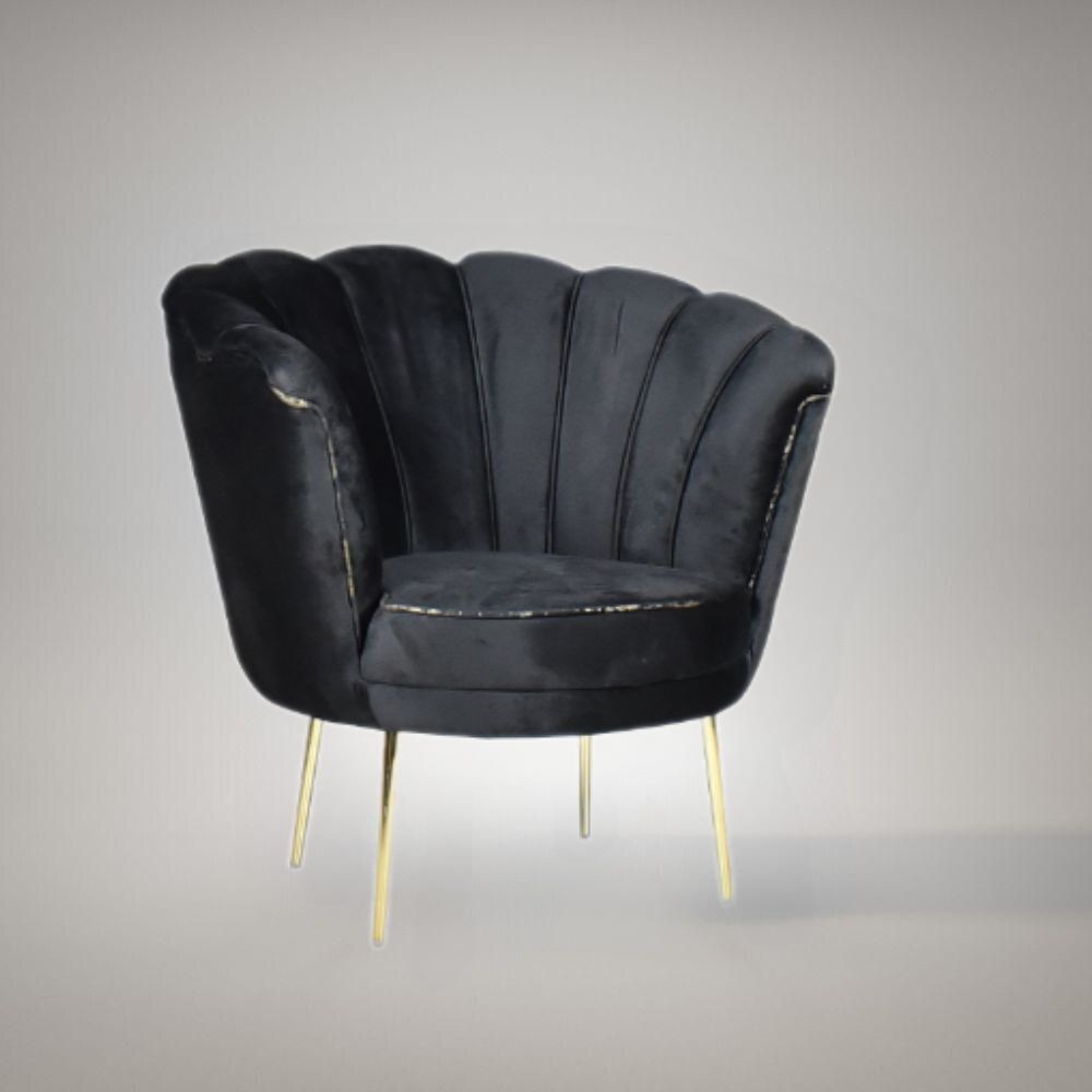 Poltrona Orel in velluto nero Babyface 28 piedini oro H76xL70xP70