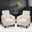 Poltrona Malea recliner 4 punti massaggianti in tessuto beige H97xL69xP87
