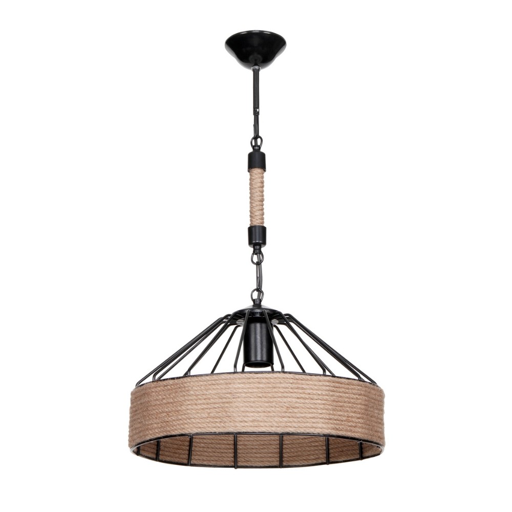 Lampada da soffitto Malina ASZ1180 struttura in metallo nero con dettagli in iuta H61xL34