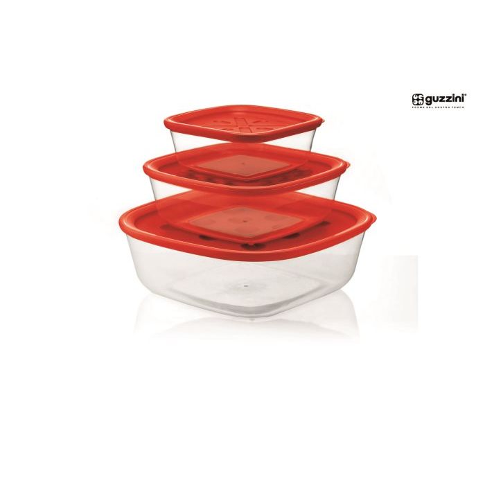 Set di 3 contenitori rossi di diverse misure