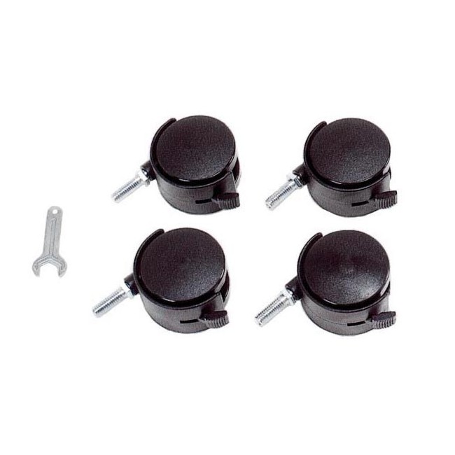 Set di ruote per scaffale cromato D.6,5