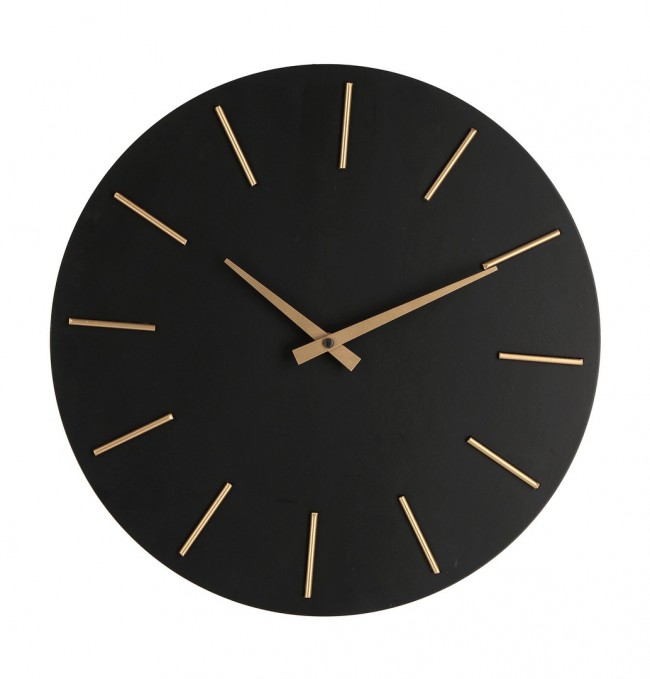 4x Orologio da parete nero D.40x5h in legno