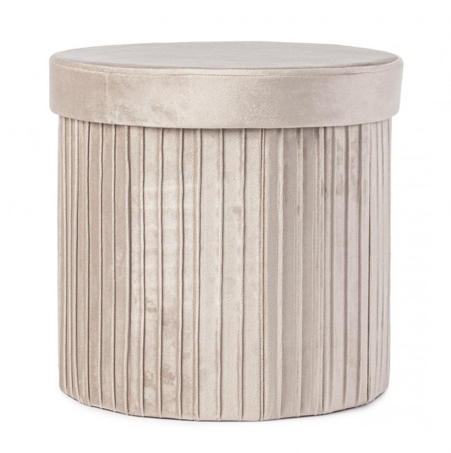 4x Pouf in velluto beige 38x38x38h