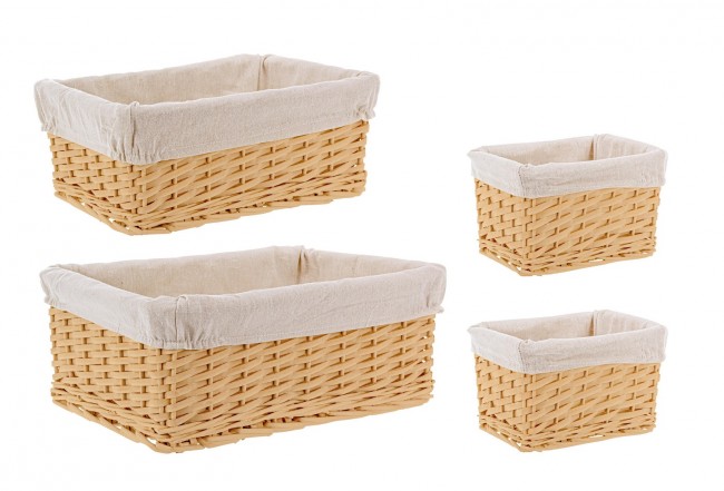 3x Cesta rettangolare beige 18x14x11h, 34x24x14h, 40x30x16h