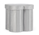 4x Pouf grigio in velluto 40x40x40