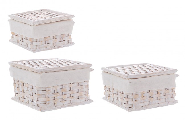 4x Set di oggetti homely qu bianco 17x17x8h, 20x20x10.5, 23x23x13h