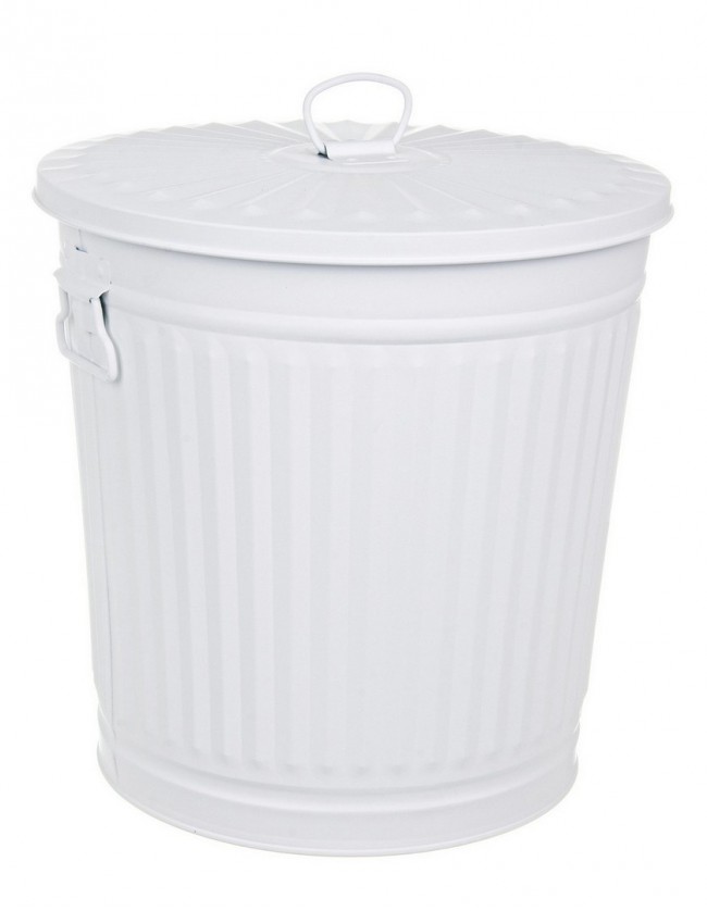 4x Bidone 35L bianco opaco 36x30x37h in zinco