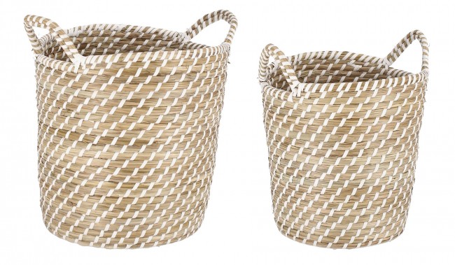 4x Cesta in jade e bianco basso D.25x27h, D.30x32h