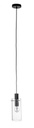 Lampadario 1 luce trasp. e nero D.11x130h