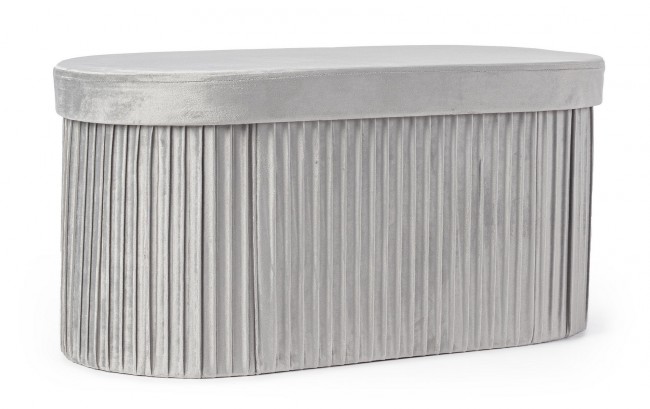 2x Pouf in velluto grigio 76x38x38