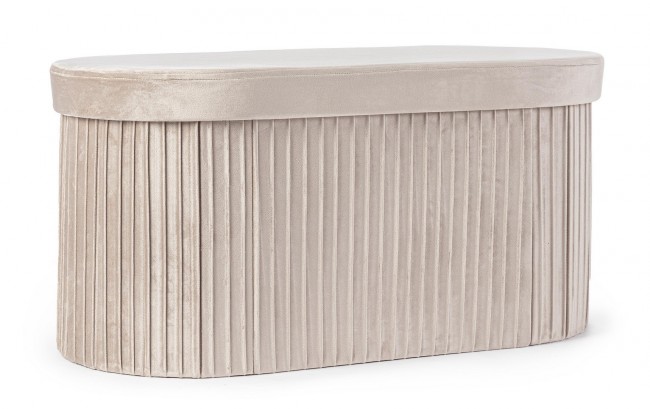 2x Pouf in velluto beige 76x38x38