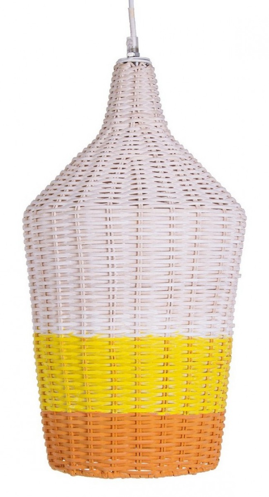2x Lampadario rattan giallo-arancio D.25x49h