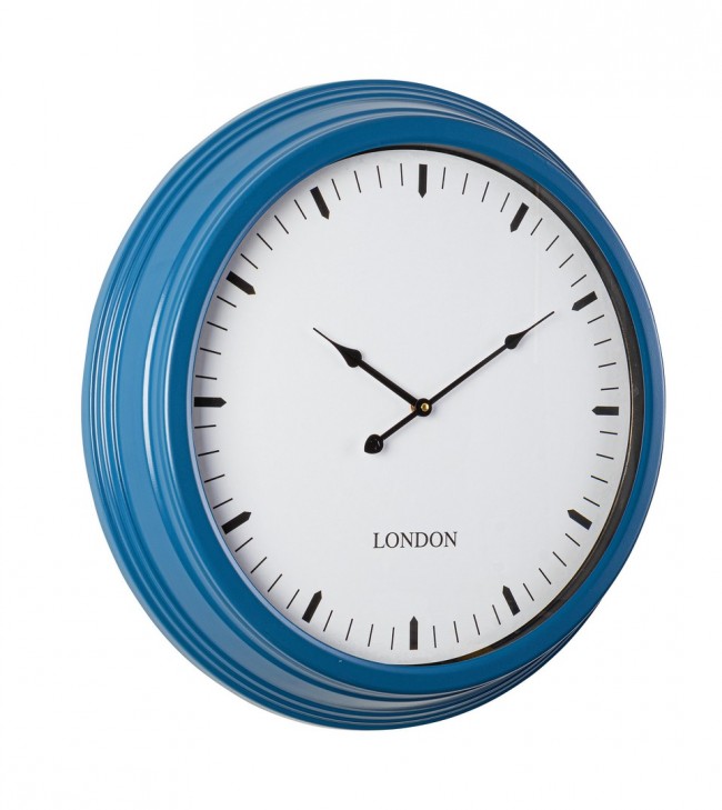 2x Orologio da parete blu D.58,5x8,7 cm in metallo