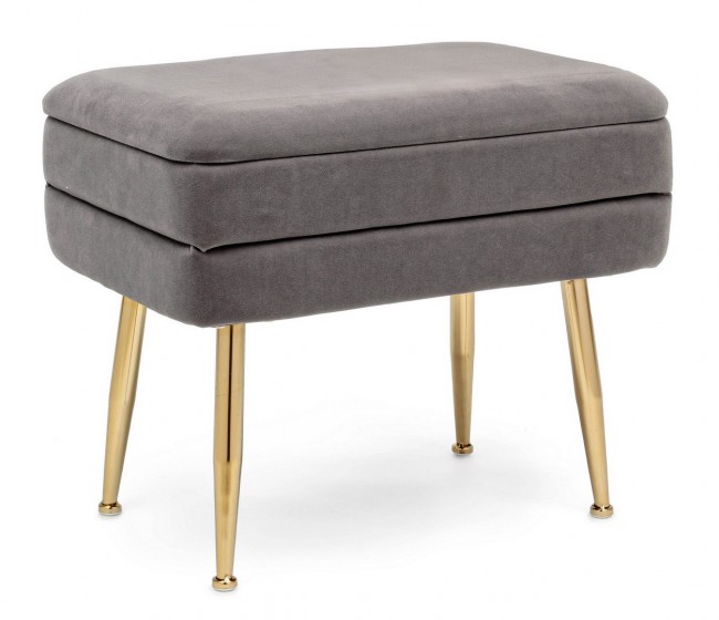 Panca singola grigio scuro 50x34.5x42 in velluto