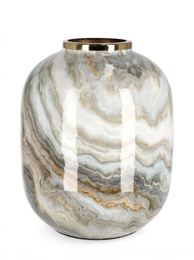 Vaso grigio oro D.29x36h in metallo