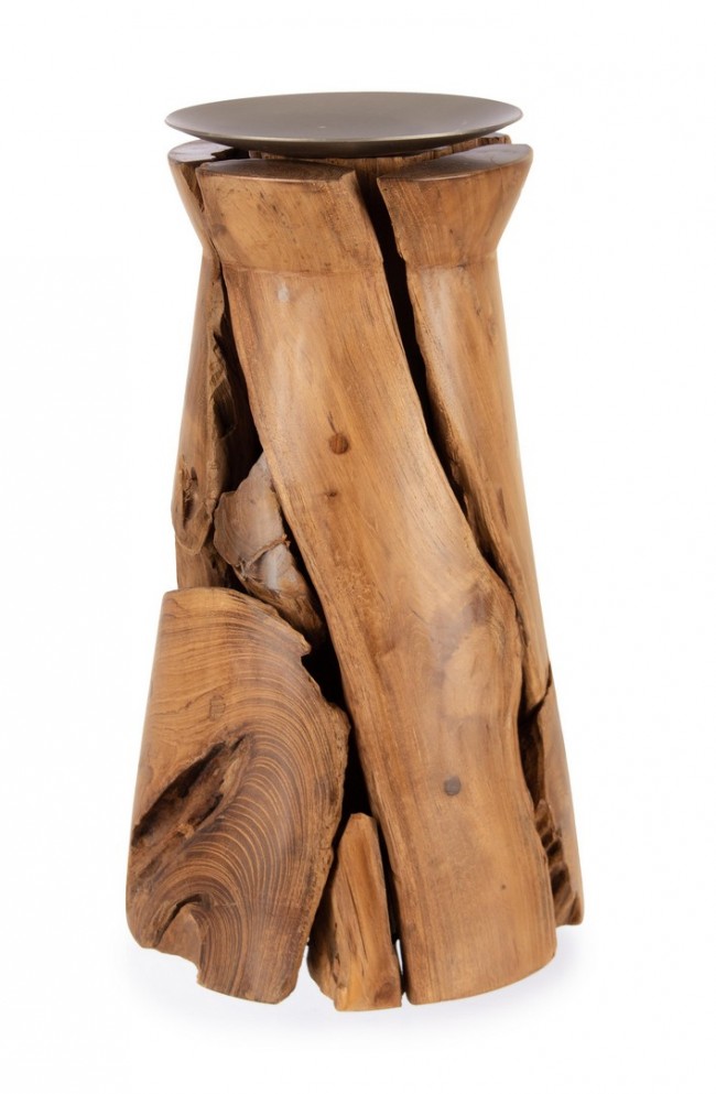 Candela legno D.21x37h naturale