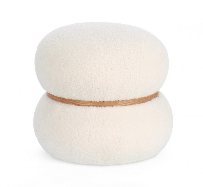 Pouff bianco D.43 x 40h in tessuto