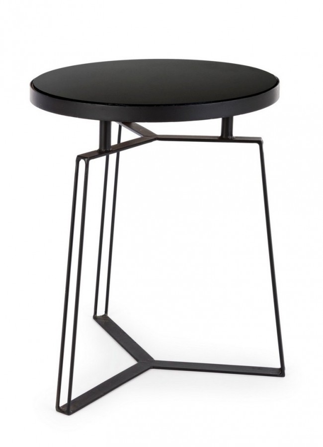 Tavolino Zaira D.40 x 50 h in vetro nero