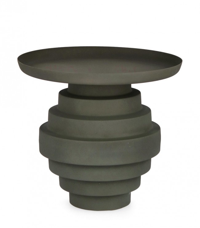 Tavolino Amba verde D.40 x 35 h in acciaio