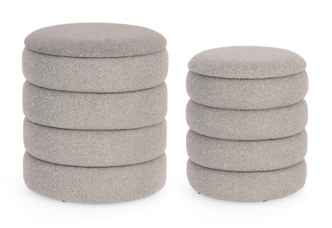 Pouf in bouclé D.33.5x38.5h e D.40x44.5h