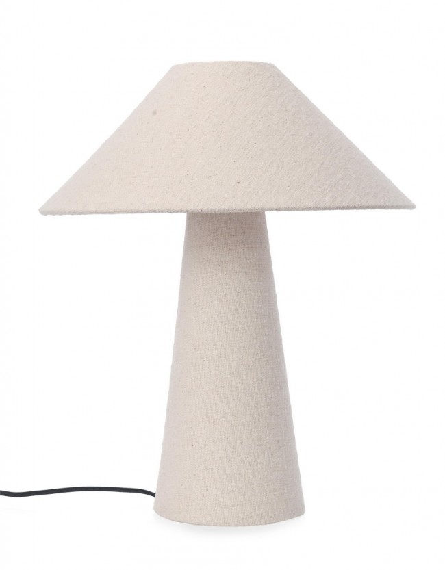 Lampada tavolo crema D.38x46h in tessuto