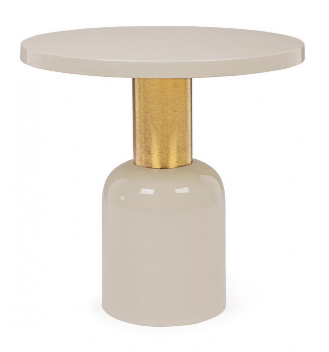 Tavolino crema D.50.5 x 51h in acciaio