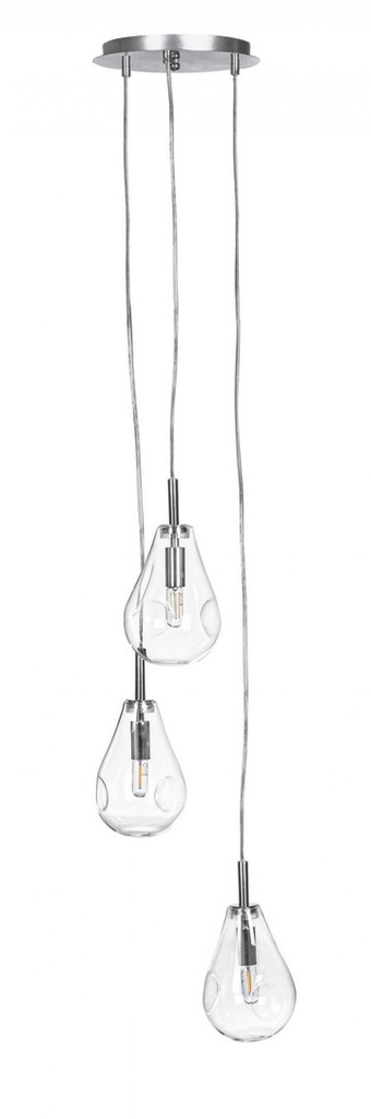 Lampadario 3 luci D.35x150h trasparente-argento