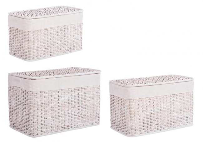 Set di oggetti homely rett bianchi 56x30x33h, 61x36x38h, 66x41x43h