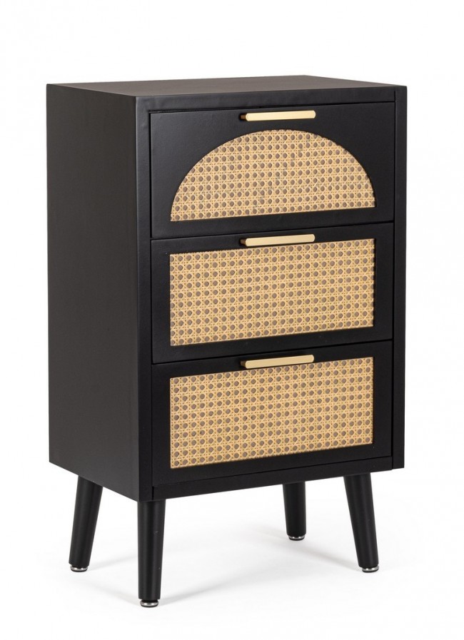 Cassettiera nera 45x30x73 in legno